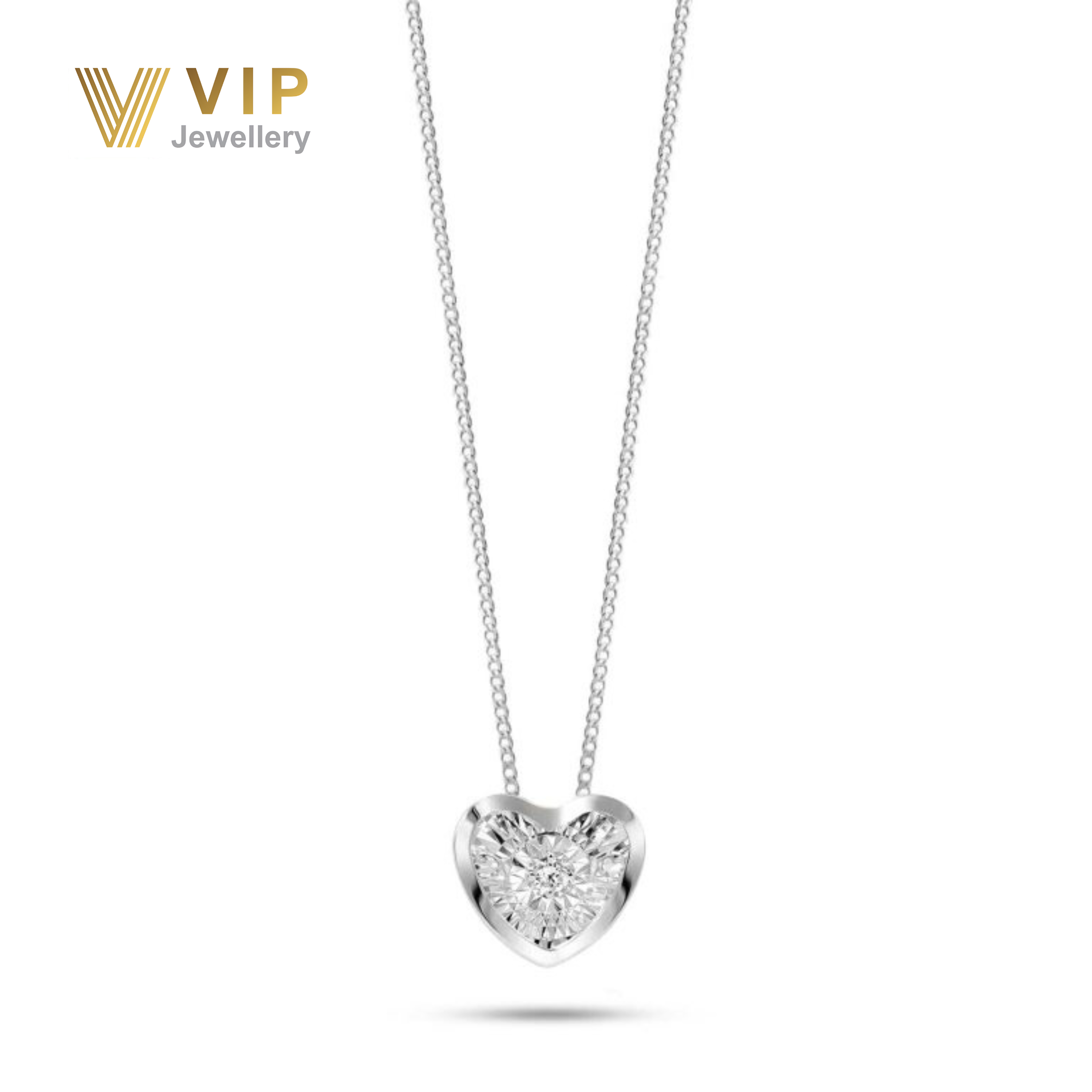 Sunshine Heart Necklace in 18K Gold with Diamonds