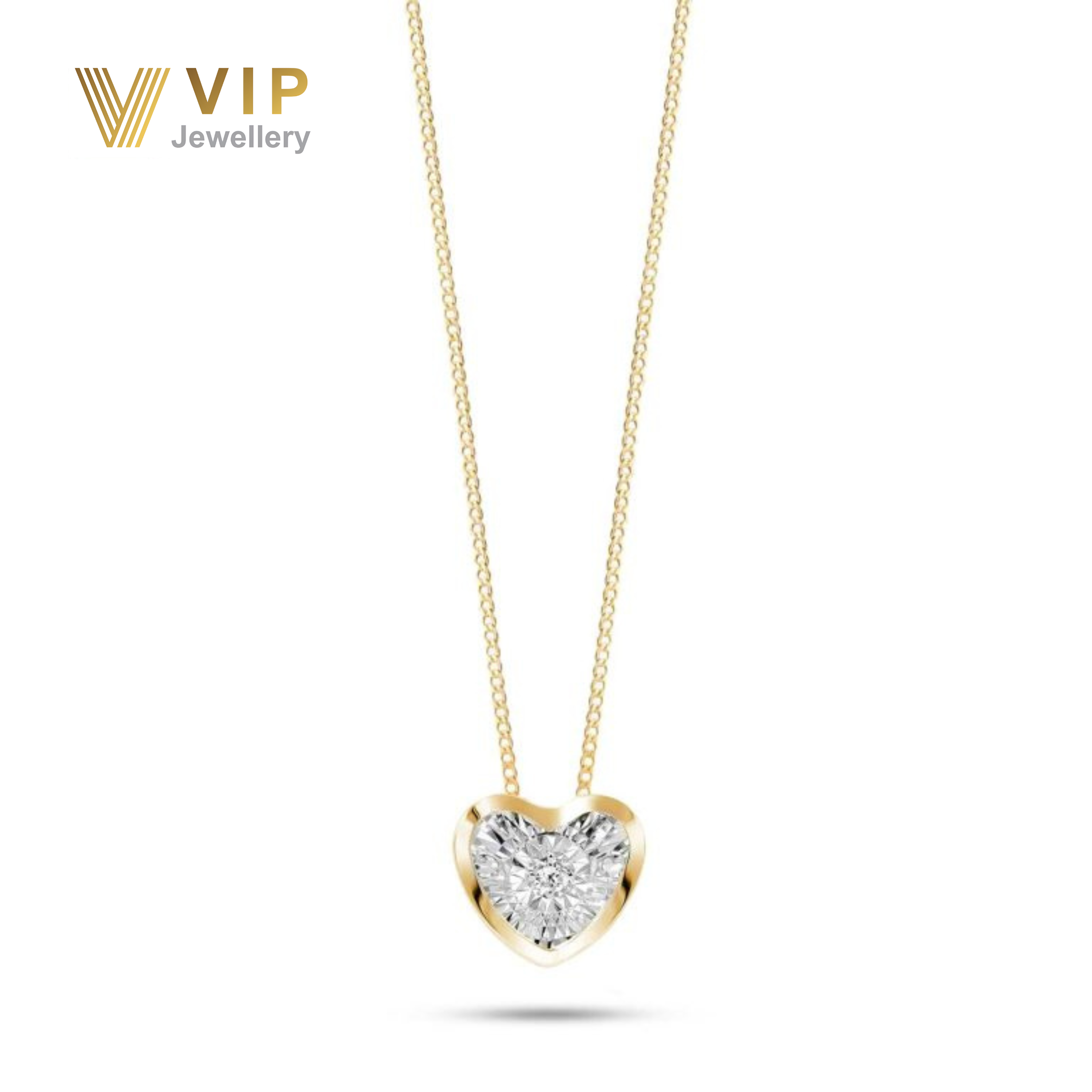 Sunshine Heart Necklace in 18K Gold with Diamonds
