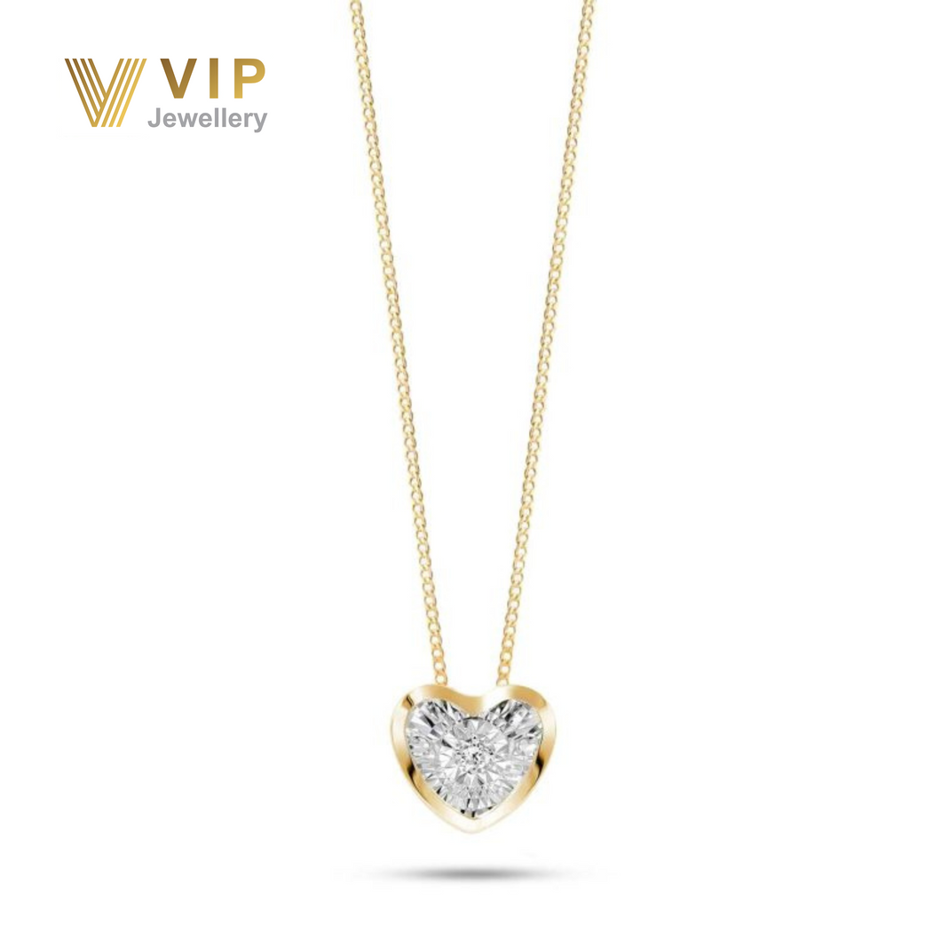 Sunshine Heart Necklace in 18K Gold with Diamonds
