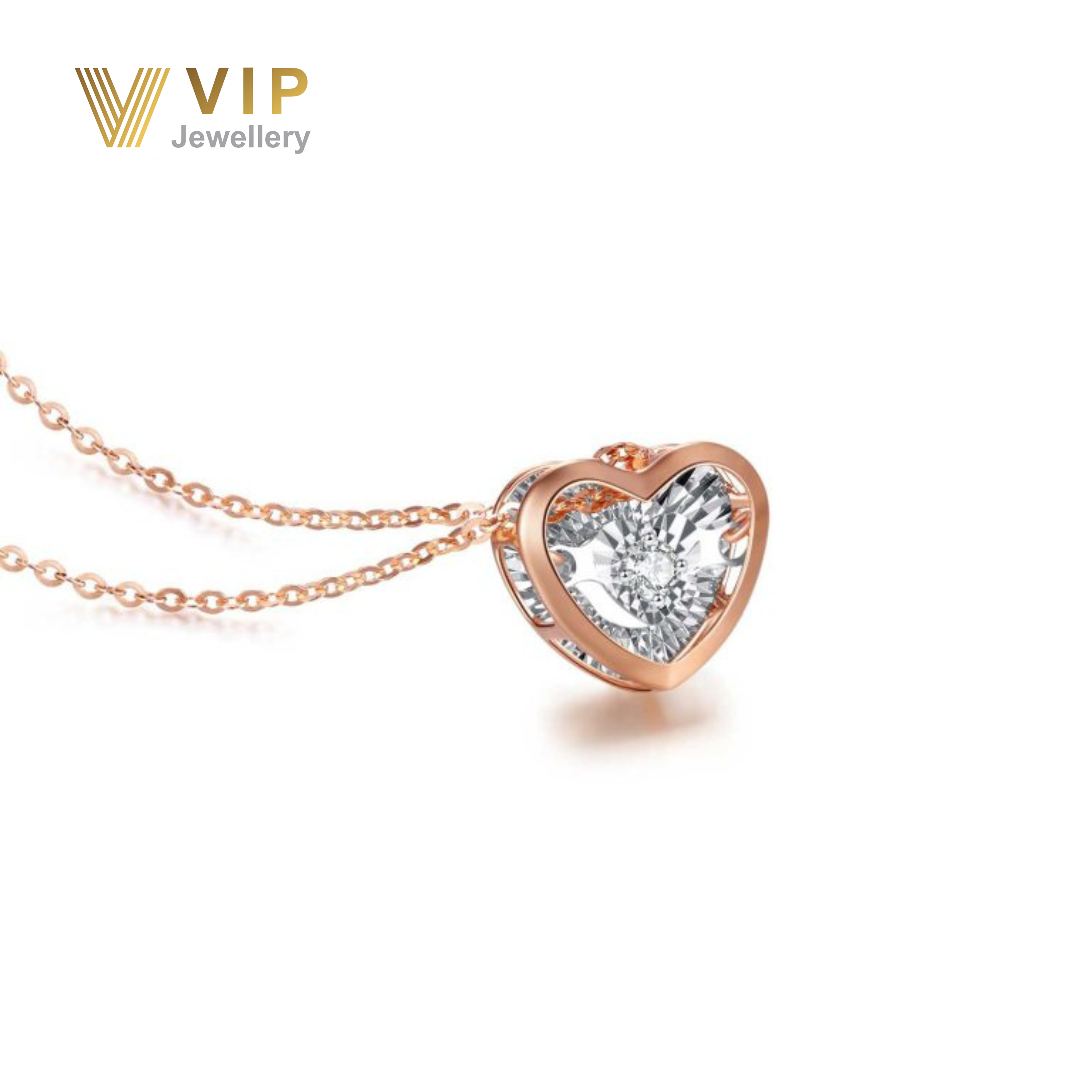 Sunshine Heart Necklace in 18K Gold with Diamonds