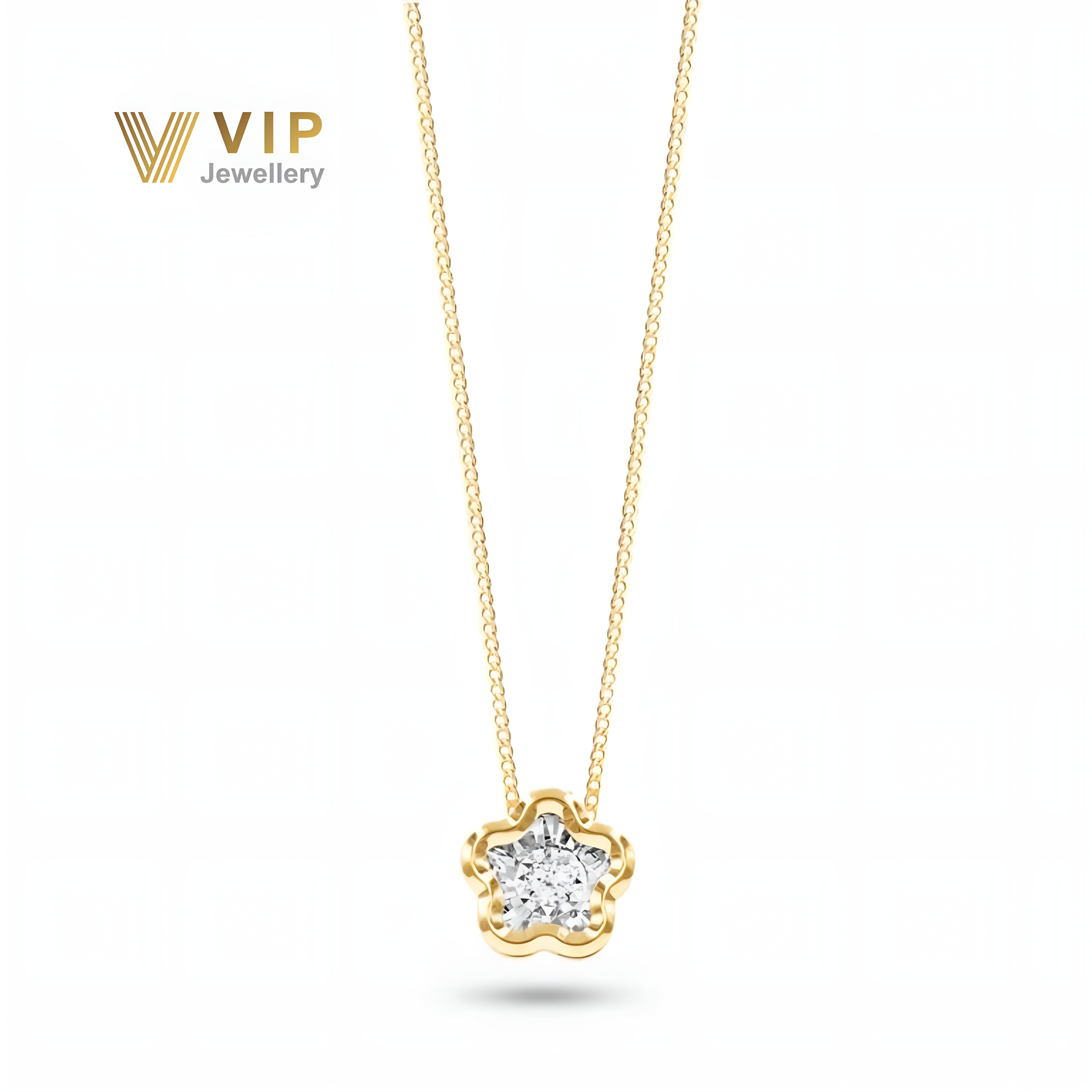 Sunshine Star Necklace with 18K Gold with Diamonds