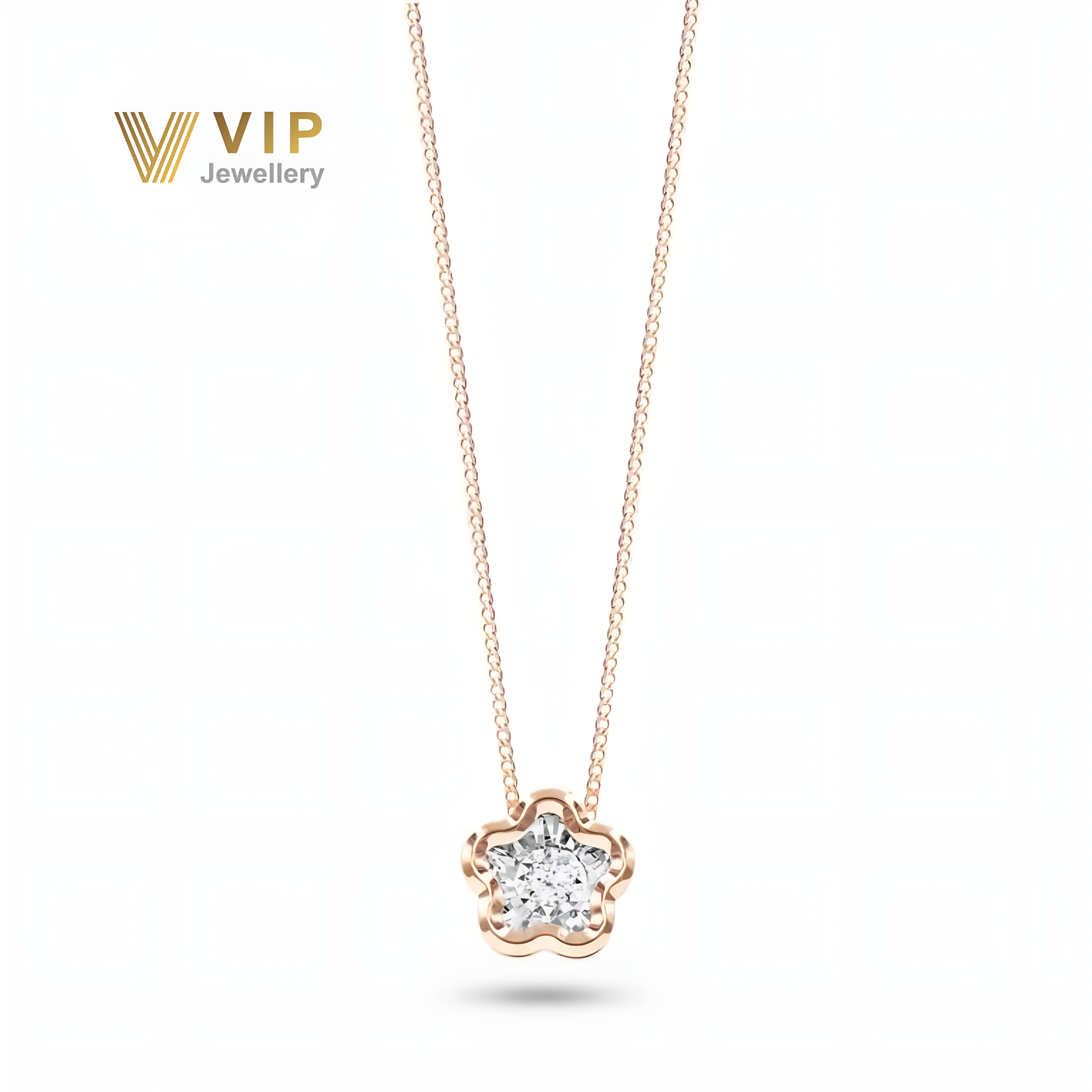 Sunshine Star Necklace with 18K Gold with Diamonds