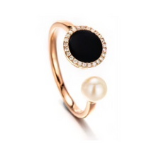 Load image into Gallery viewer, PEARL &amp; DIAMOND JEWELLERY BLACK ONYX STONE RING
