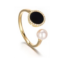 Load image into Gallery viewer, PEARL &amp; DIAMOND JEWELLERY BLACK ONYX STONE RING
