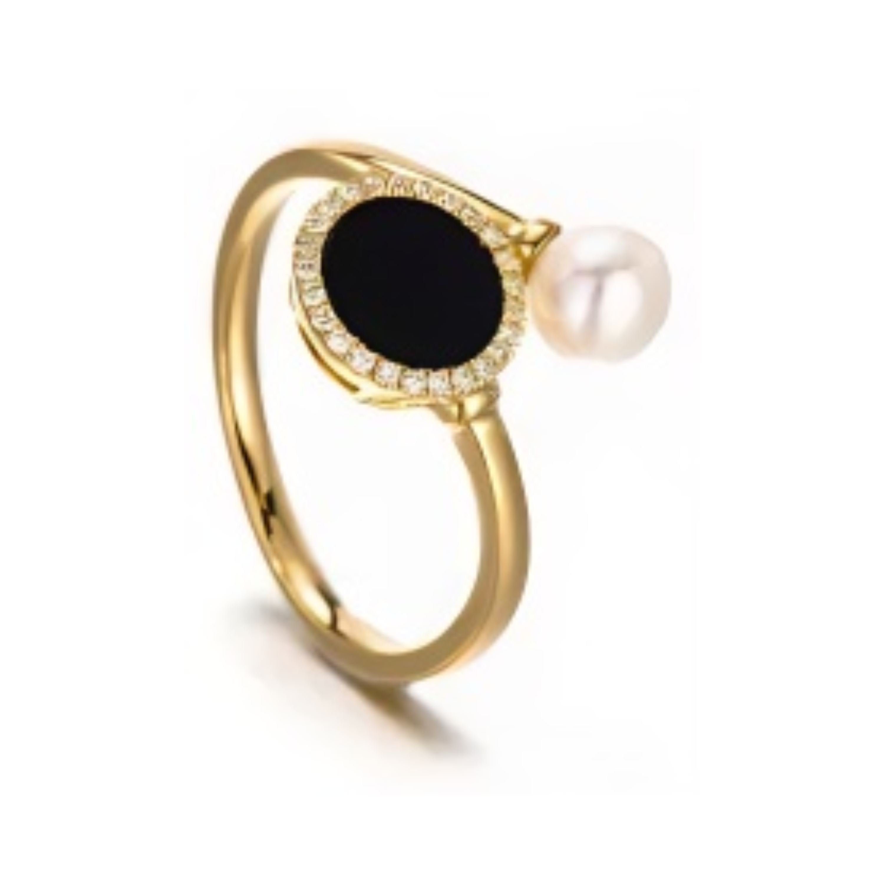 PEARL & DIAMOND JEWELLERY BLACK ONYX STONE RING