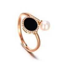 Load image into Gallery viewer, PEARL &amp; DIAMOND JEWELLERY BLACK ONYX STONE RING
