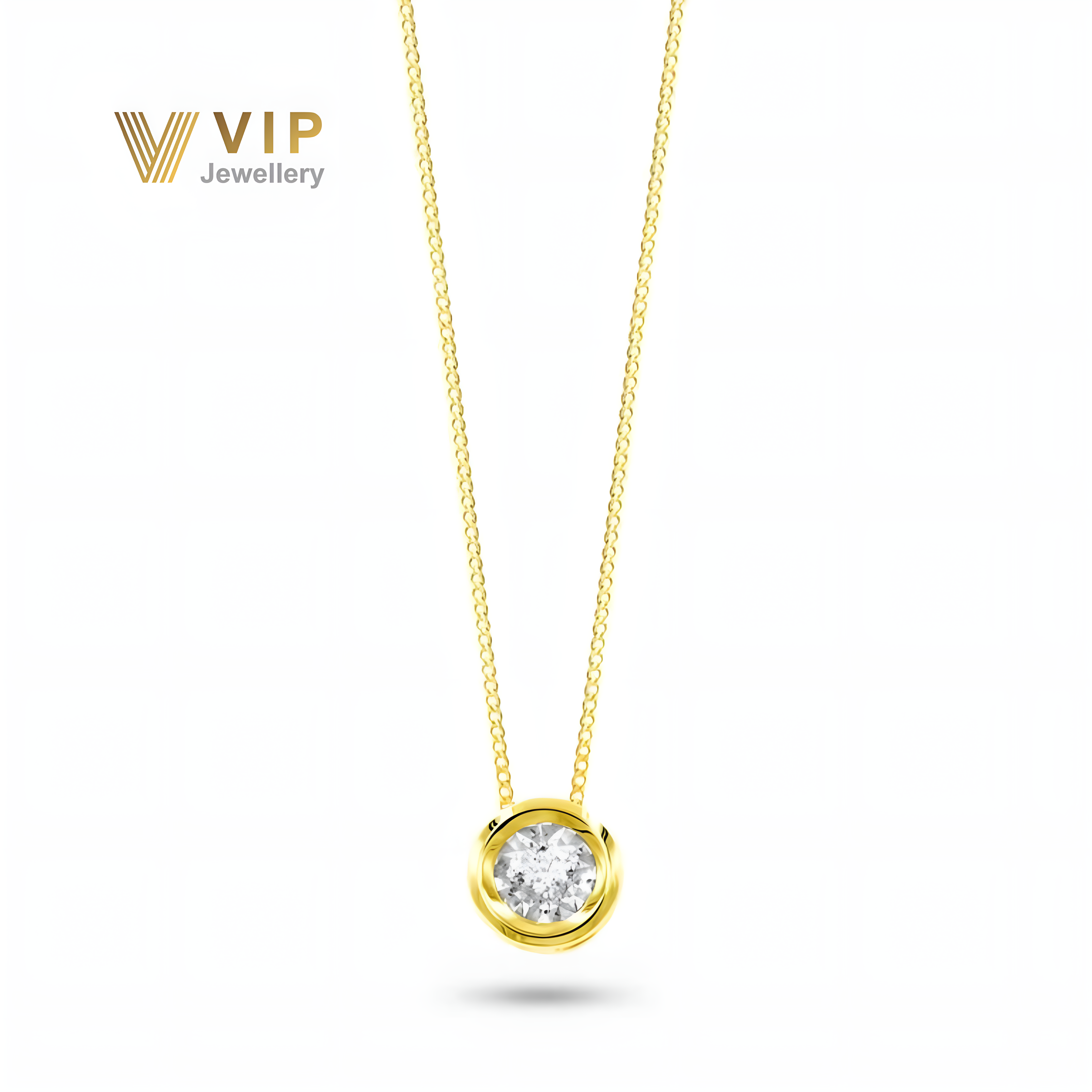 Sunshine Round Necklace in 18K Gold with Diamonds