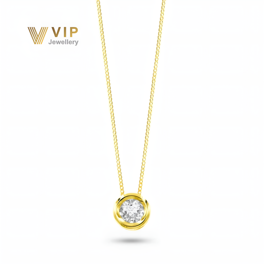 Sunshine Round Necklace in 18K Gold with Diamonds