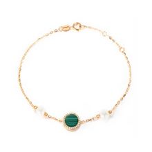 Load image into Gallery viewer, PEARL &amp; DIAMOND JEWELLERY MALACHITE STONE BRACELET
