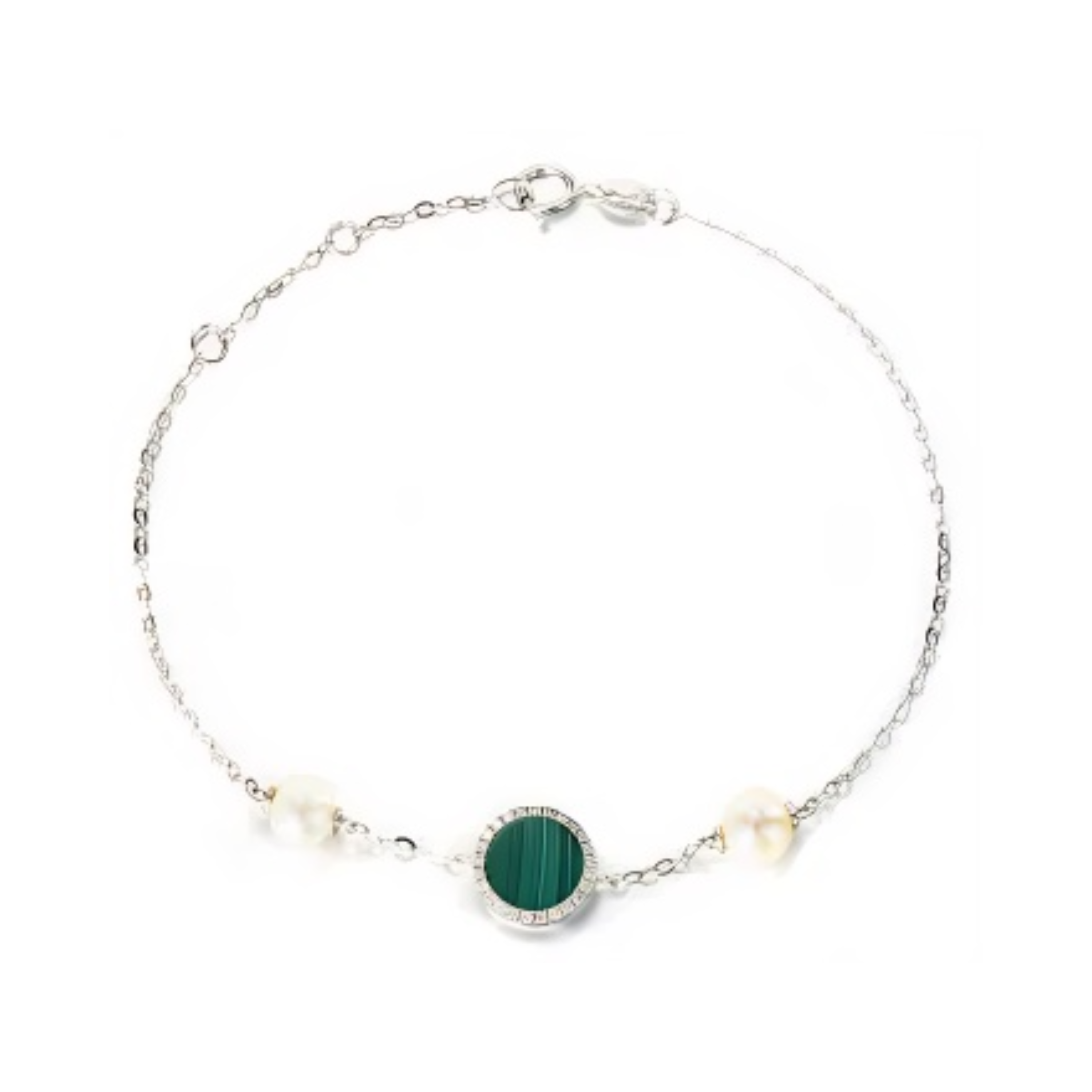 PEARL & DIAMOND JEWELLERY MALACHITE STONE BRACELET