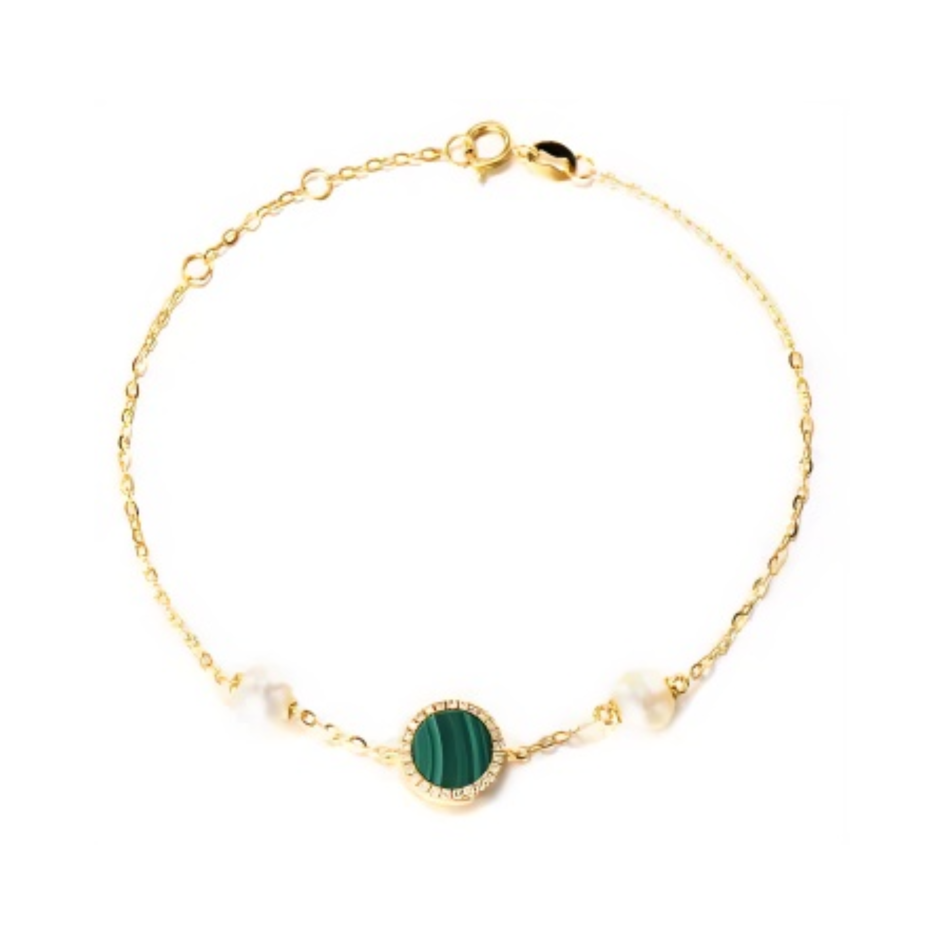 PEARL & DIAMOND JEWELLERY MALACHITE STONE BRACELET