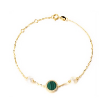 Load image into Gallery viewer, PEARL &amp; DIAMOND JEWELLERY MALACHITE STONE BRACELET
