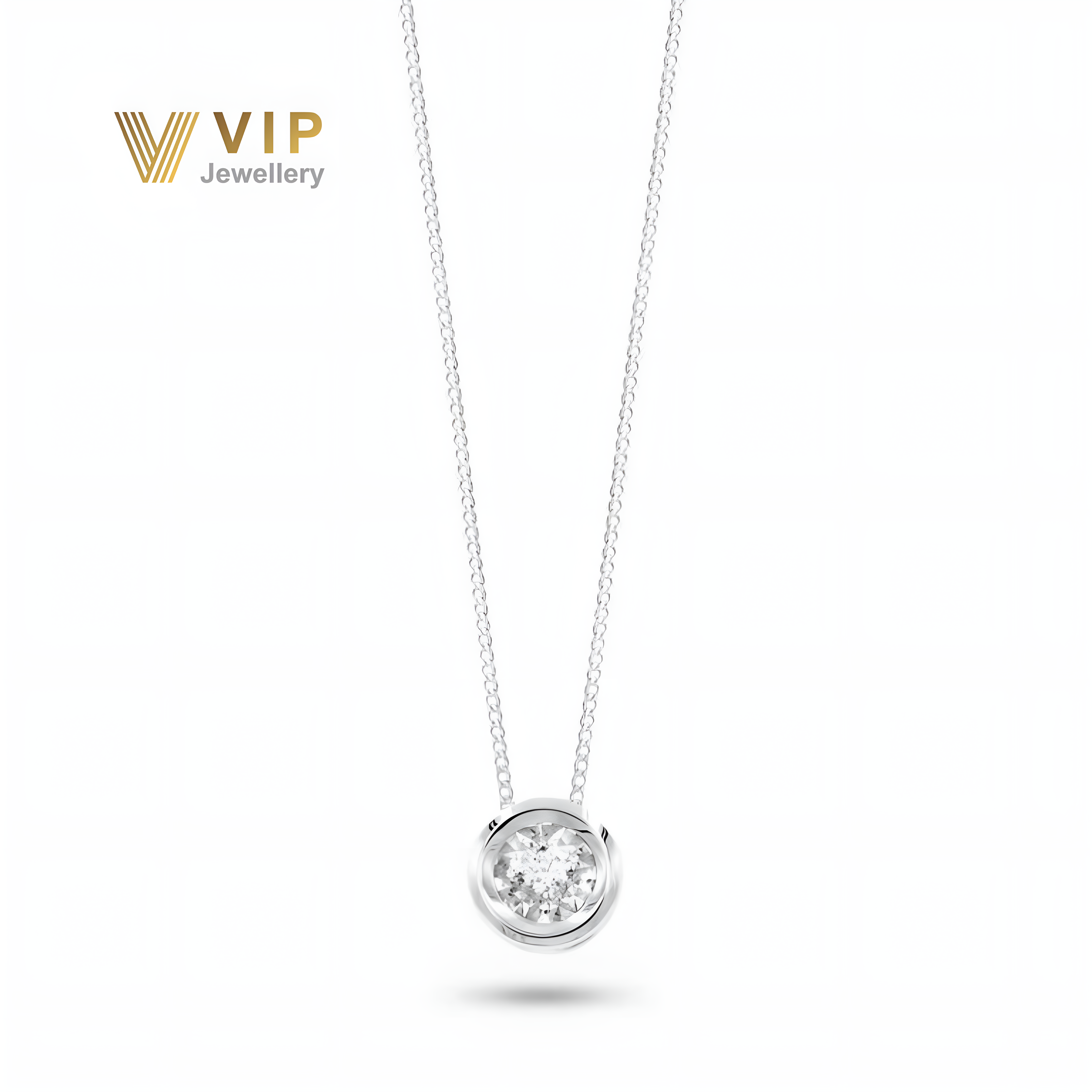 Sunshine Round Necklace in 18K Gold with Diamonds