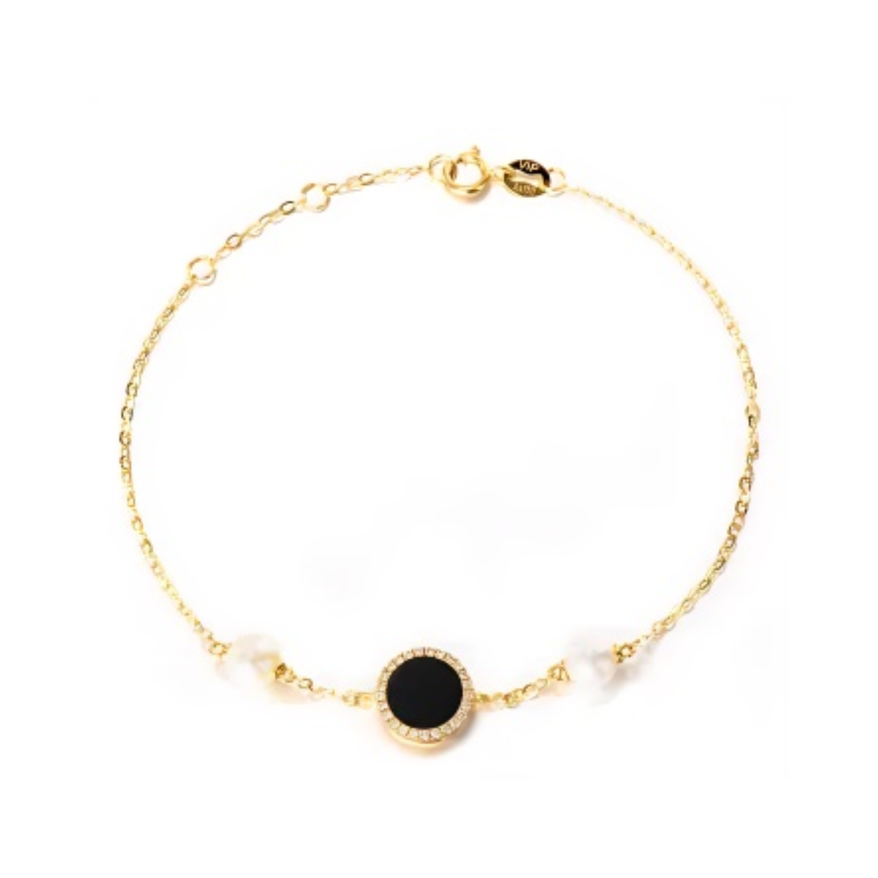 PEARL & DIAMOND JEWELLERY BLACK ONYX STONE BRACELET