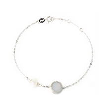 Load image into Gallery viewer, PEARL &amp; DIAMOND JEWELLERY WHITE MOTHER OF PEARL STONE BRACELET
