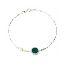 Load image into Gallery viewer, PEARL &amp; DIAMOND JEWELLERY MALACHITE STONE BRACELET
