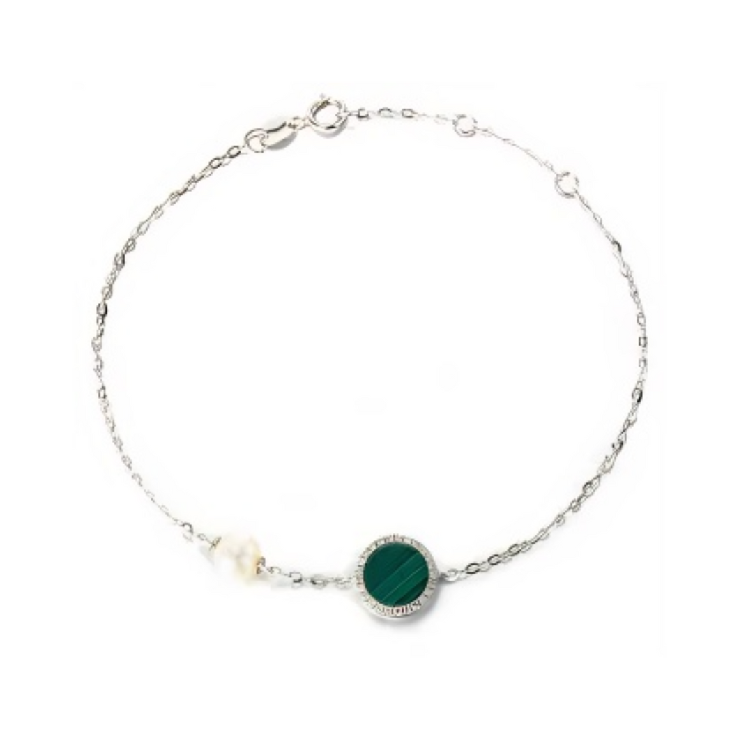 PEARL & DIAMOND JEWELLERY MALACHITE STONE BRACELET