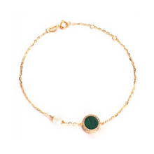 Load image into Gallery viewer, PEARL &amp; DIAMOND JEWELLERY MALACHITE STONE BRACELET
