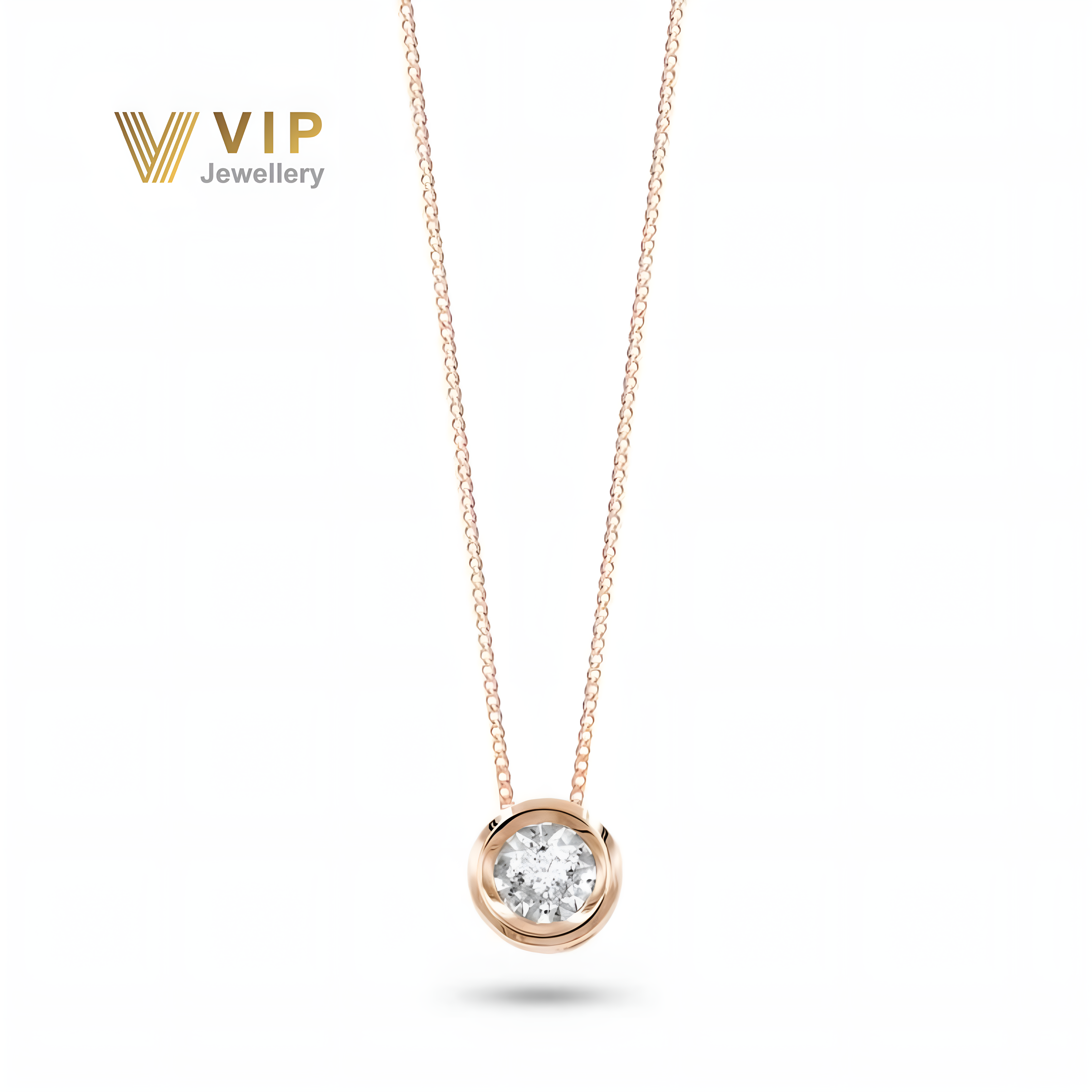 Sunshine Round Necklace in 18K Gold with Diamonds