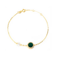 Load image into Gallery viewer, PEARL &amp; DIAMOND JEWELLERY MALACHITE STONE BRACELET
