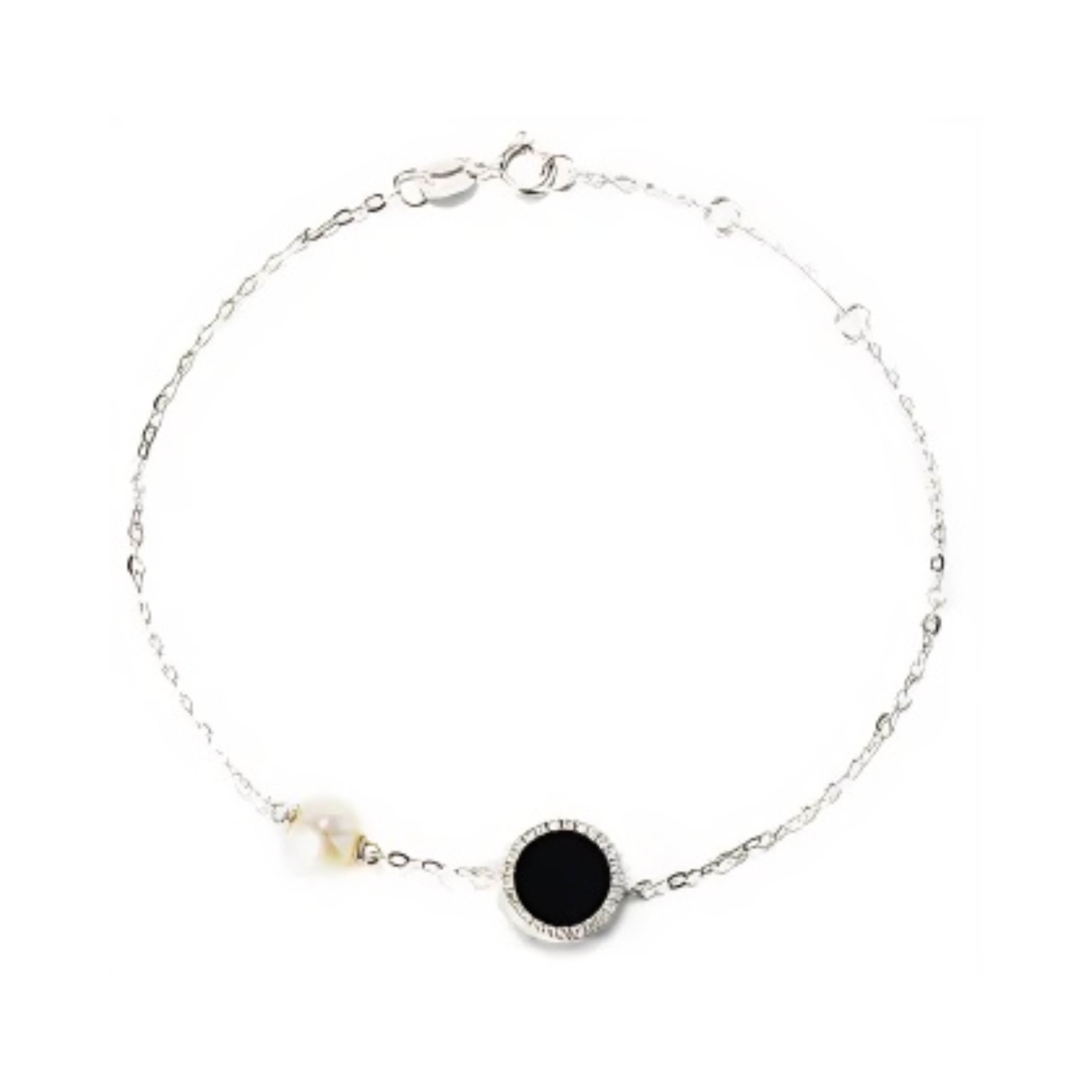 PEARL & DIAMOND JEWELLERY BLACK ONYX STONE BRACELET