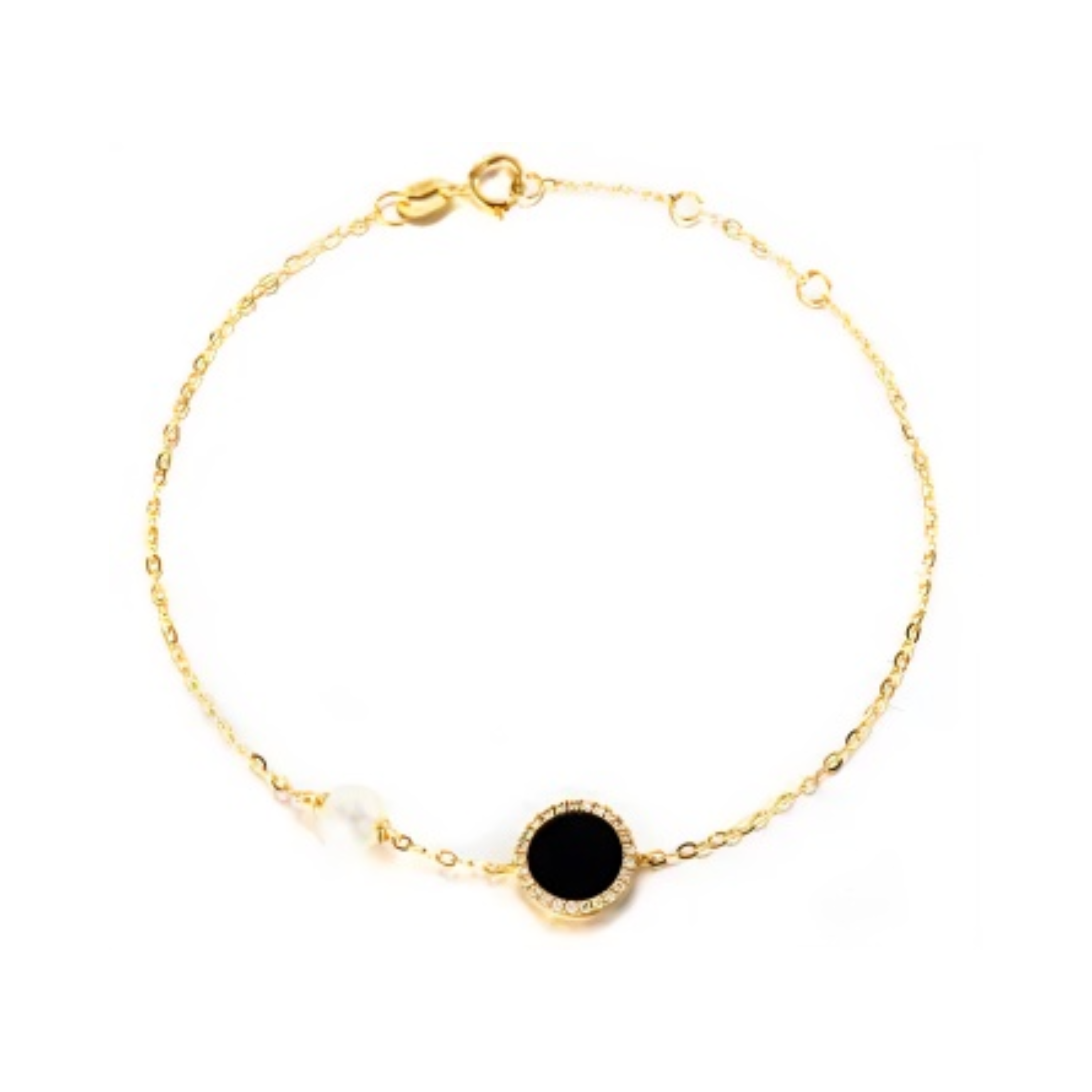 PEARL & DIAMOND JEWELLERY BLACK ONYX STONE BRACELET