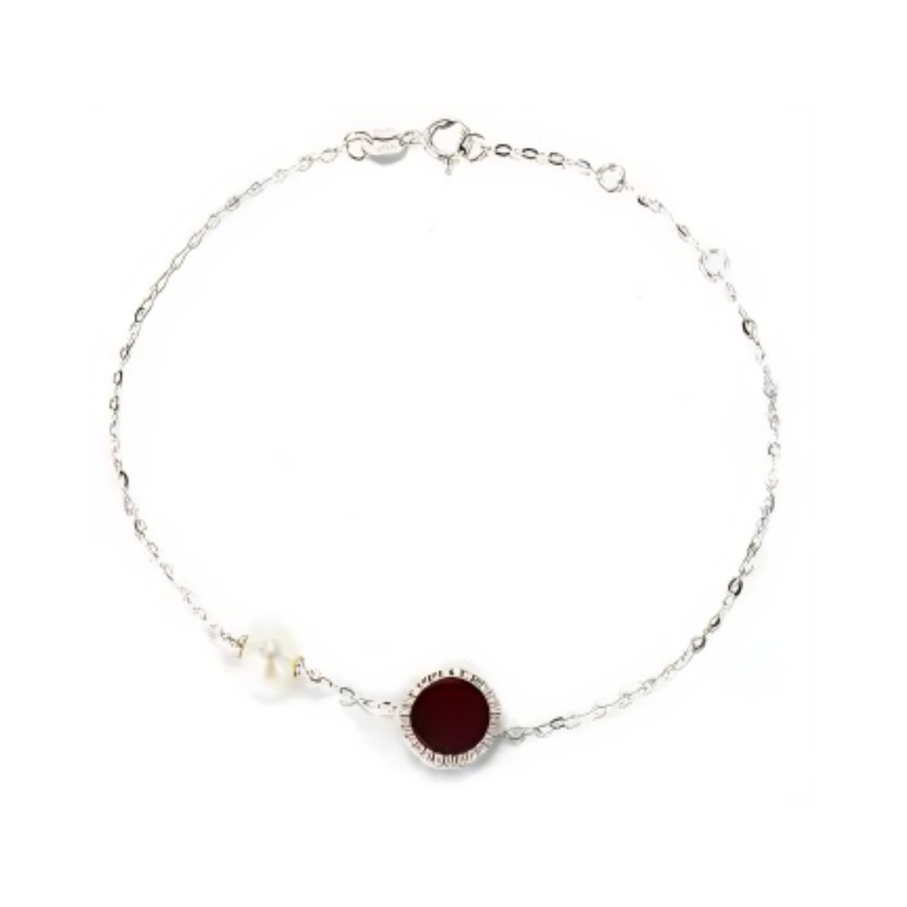 PEARL & DIAMOND JEWELLERY RED AGATE STONE BRACELET