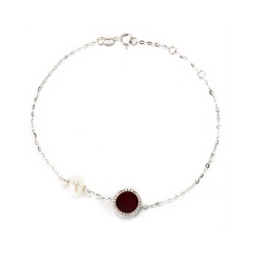 PEARL & DIAMOND JEWELLERY RED AGATE STONE BRACELET