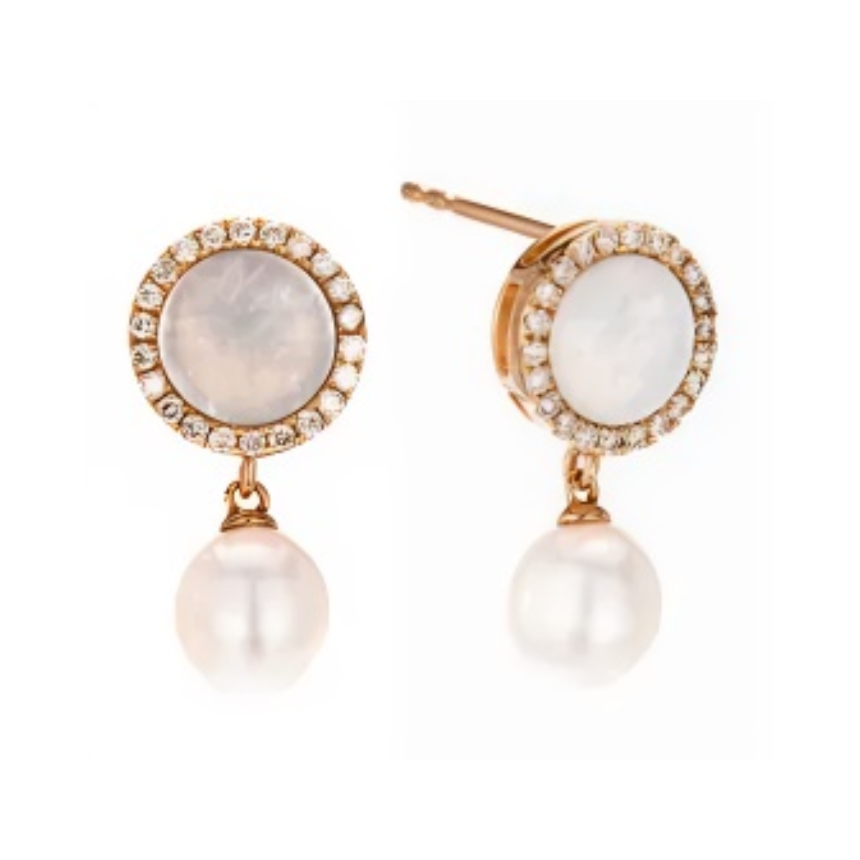 PEARL & DIAMOND JEWELLERY WHITE MOTHER OF PEARL STONE EARRINGS