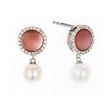 Load image into Gallery viewer, PEARL &amp; DIAMOND JEWELLERY PINK MOTHER OF PEARL STONE EARRINGS
