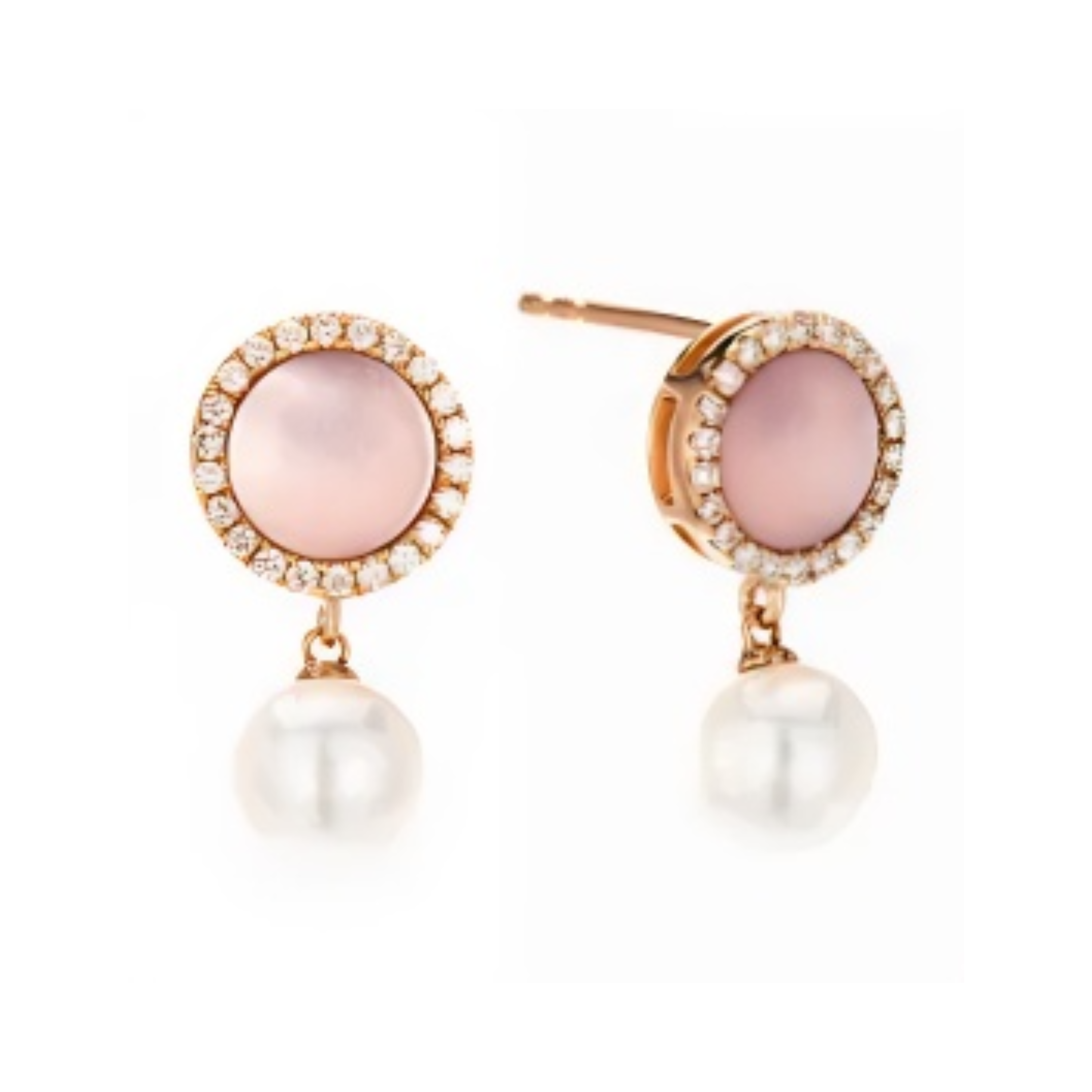 PEARL & DIAMOND JEWELLERY PINK MOTHER OF PEARL STONE EARRINGS