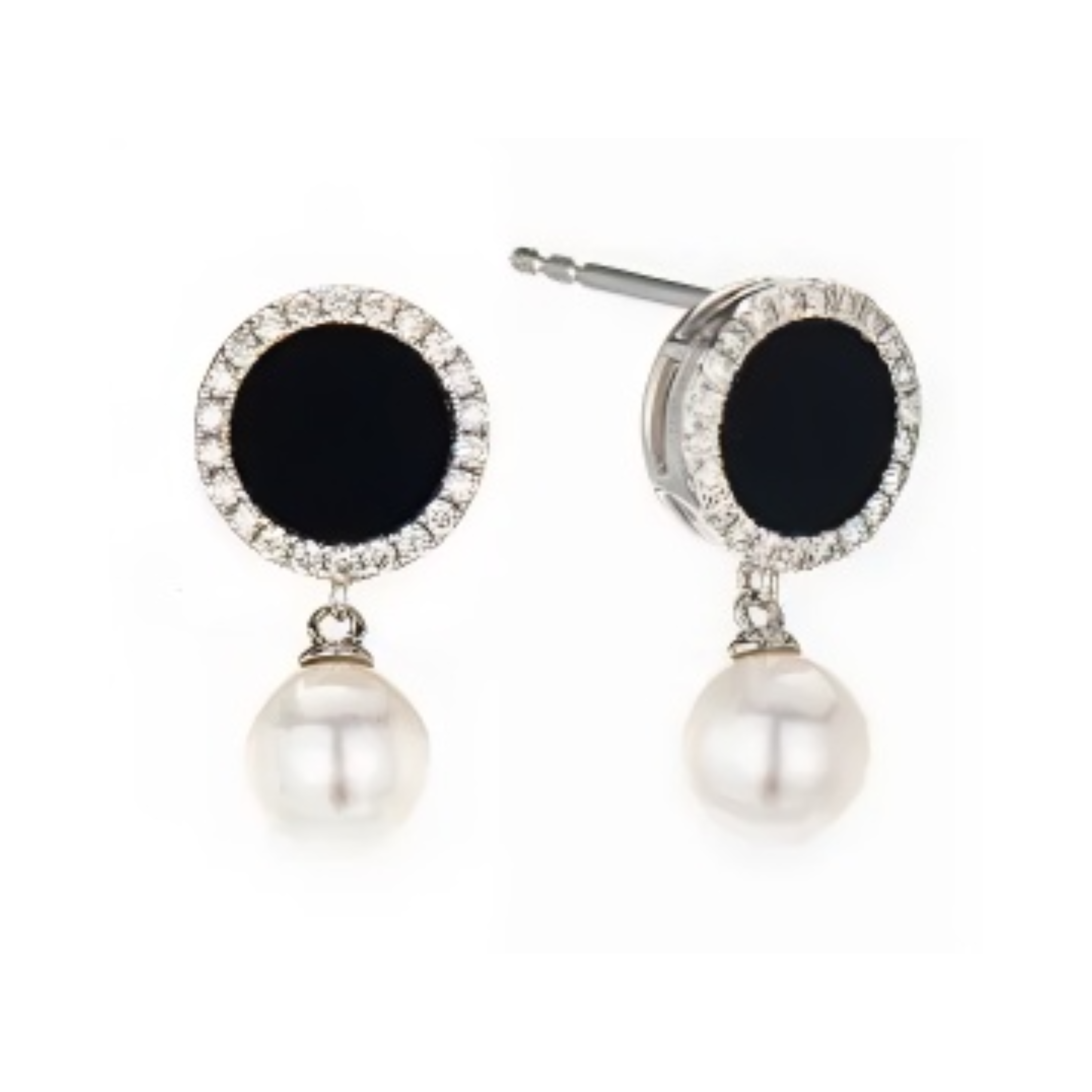 PEARL & DIAMOND JEWELLERY BLACK ONYX STONE EARRINGS