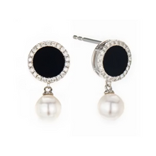 Load image into Gallery viewer, PEARL &amp; DIAMOND JEWELLERY BLACK ONYX STONE EARRINGS
