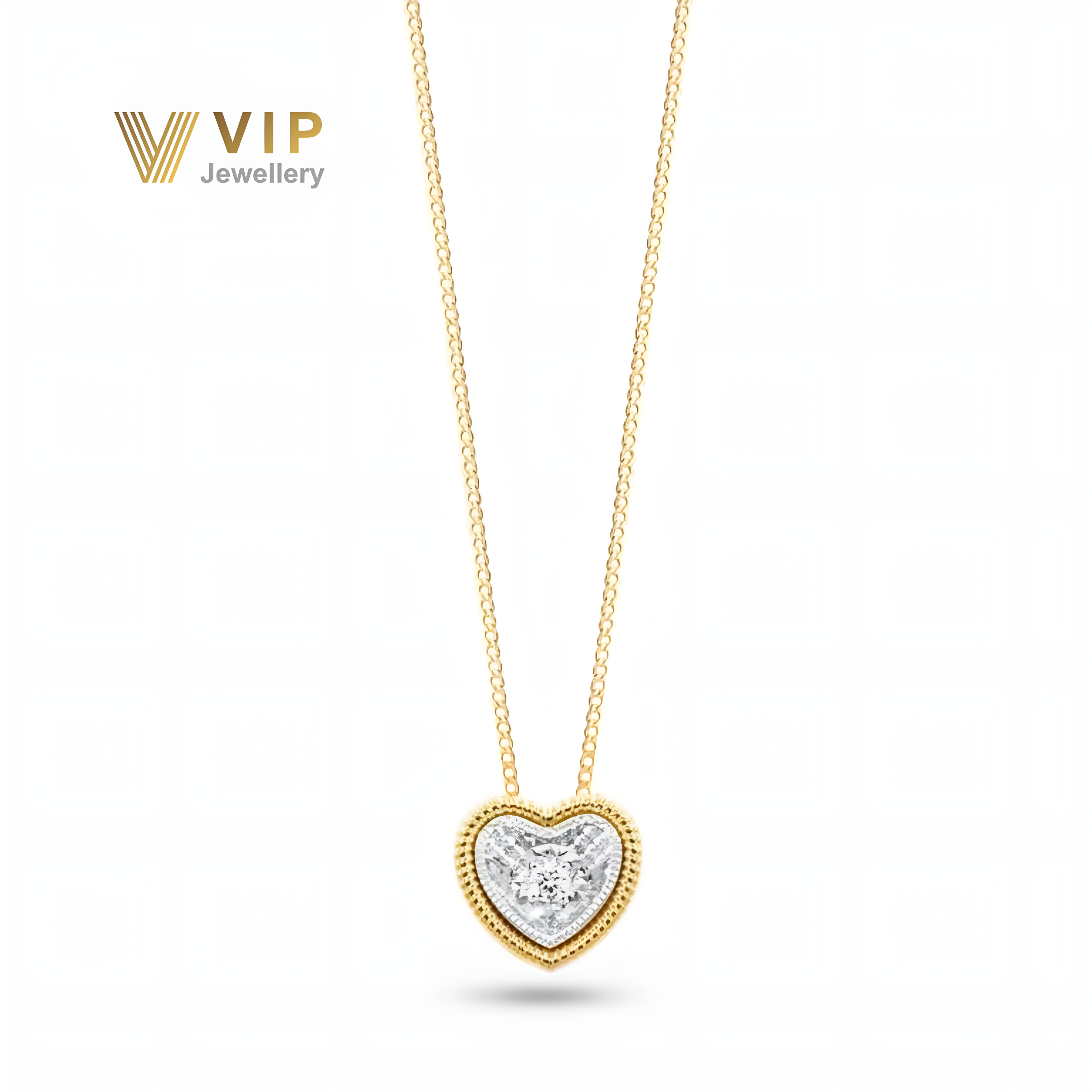 Sunshine Heart Necklace in 18K Gold with Diamonds
