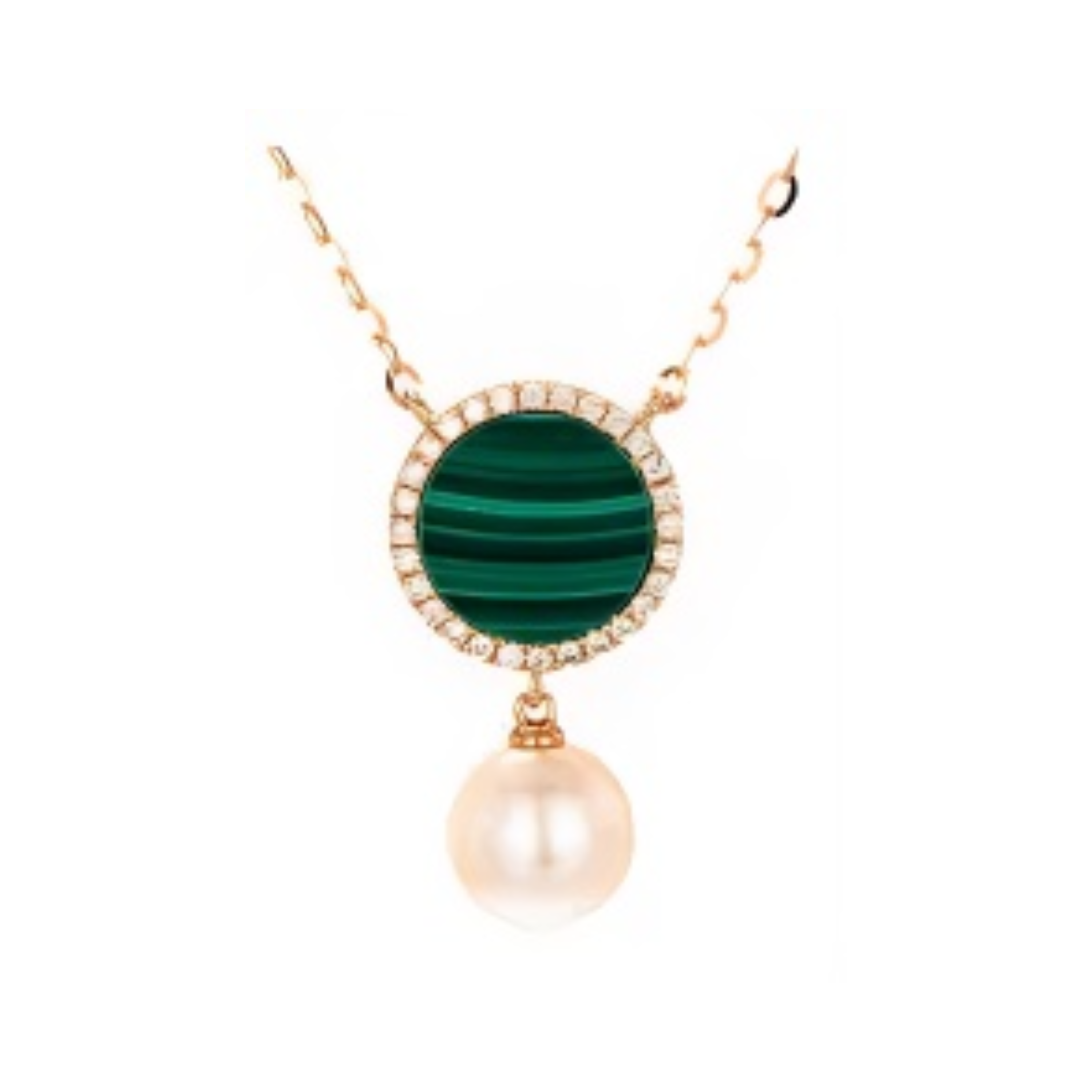 PEARL & DIAMOND JEWELLERY MALACHITE STONE NECKLACE