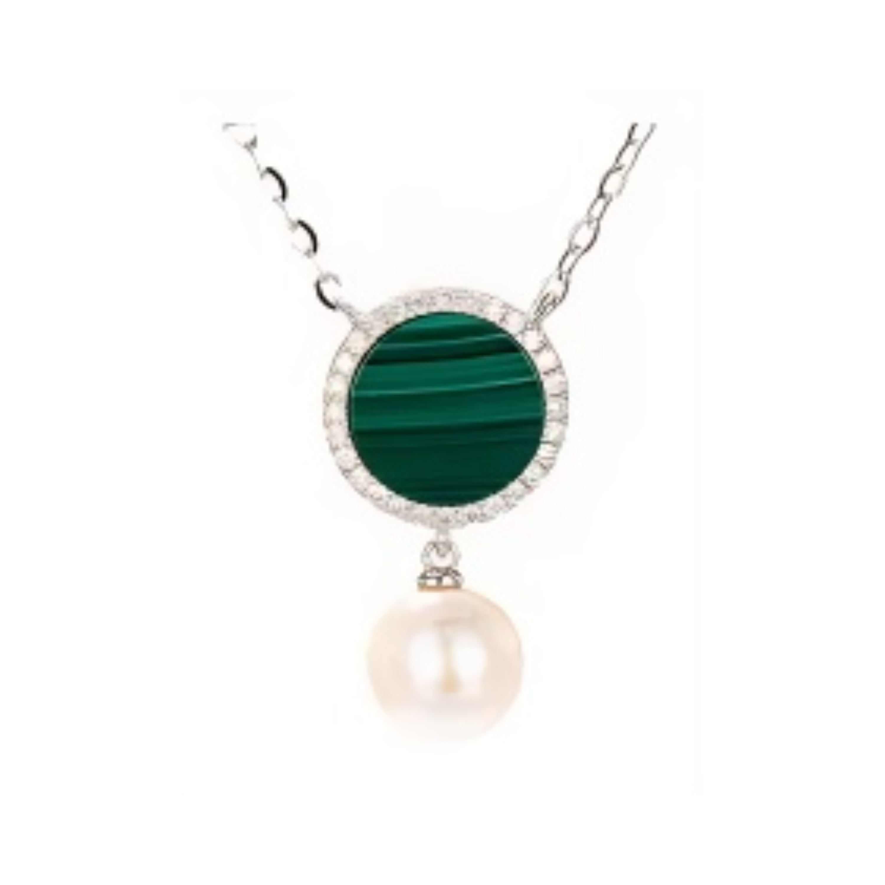 PEARL & DIAMOND JEWELLERY MALACHITE STONE NECKLACE