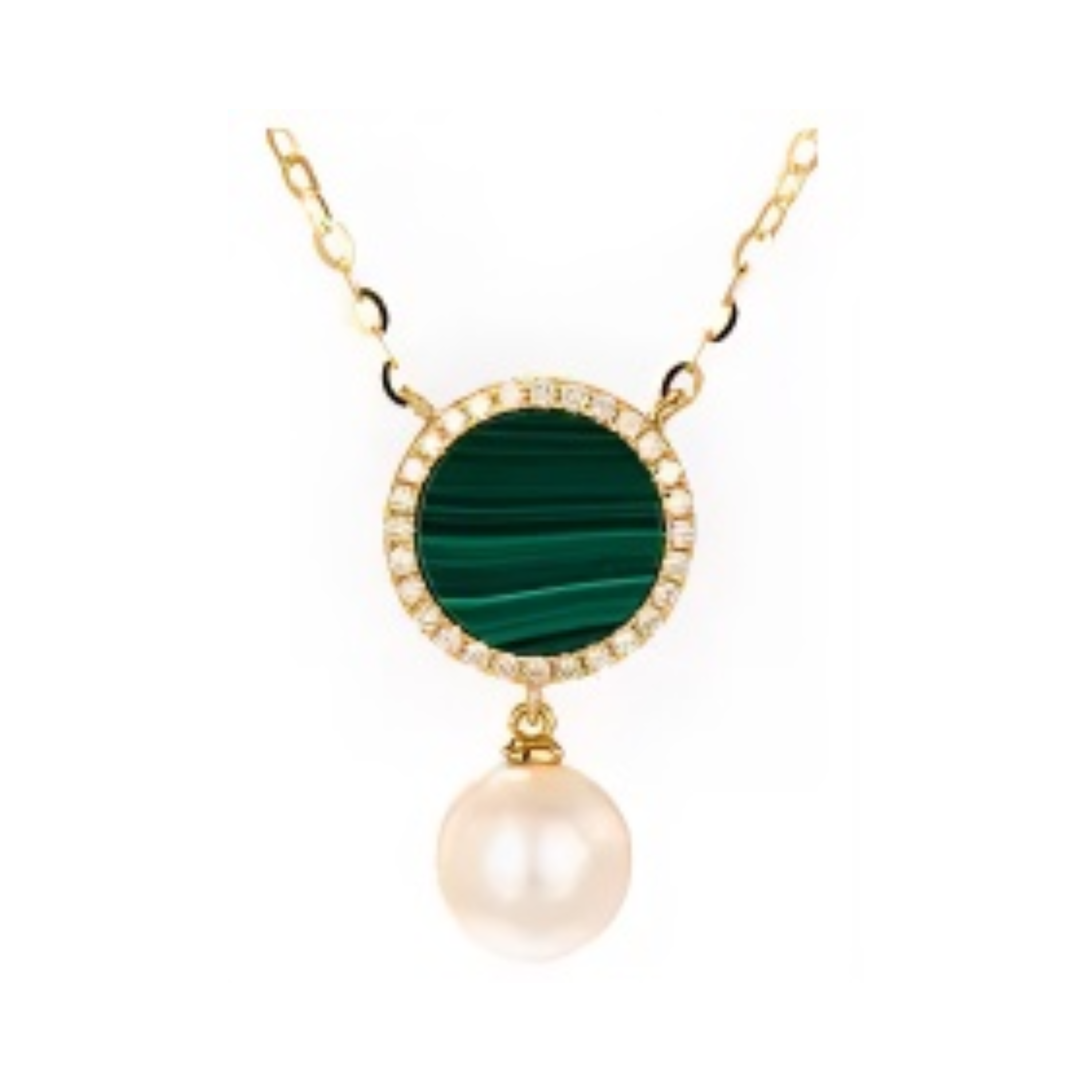 PEARL & DIAMOND JEWELLERY MALACHITE STONE NECKLACE