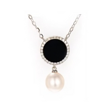 Load image into Gallery viewer, PEARL &amp; DIAMOND JEWELLERY BLACK ONYX STONE NECKLACE
