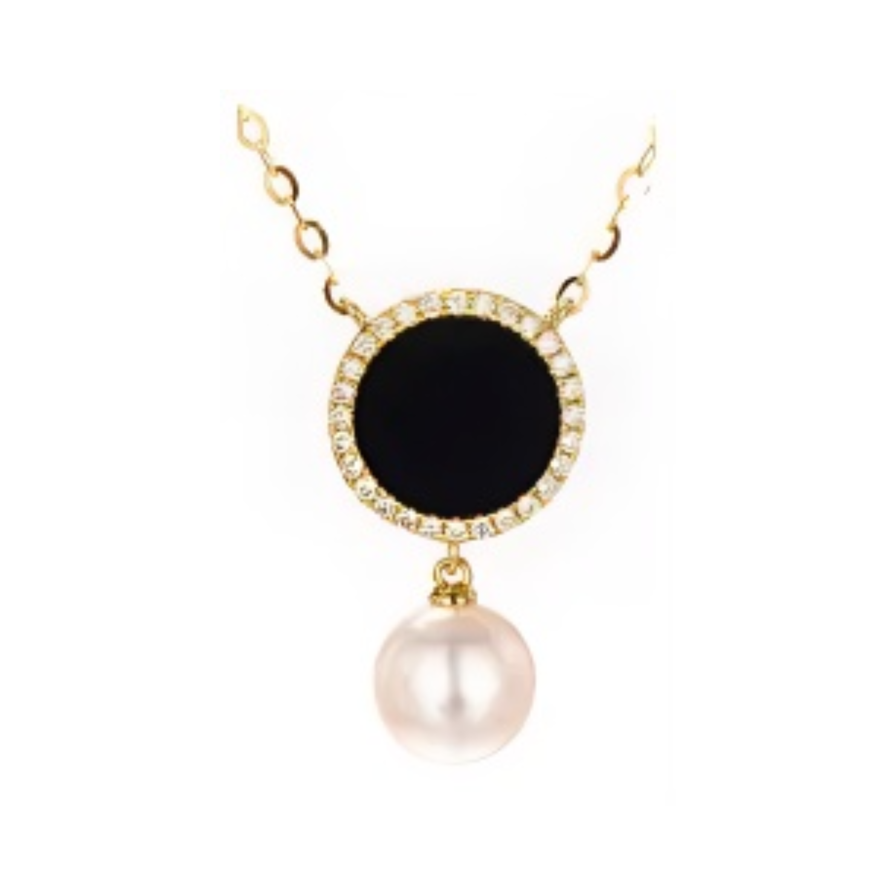 PEARL & DIAMOND JEWELLERY BLACK ONYX STONE NECKLACE