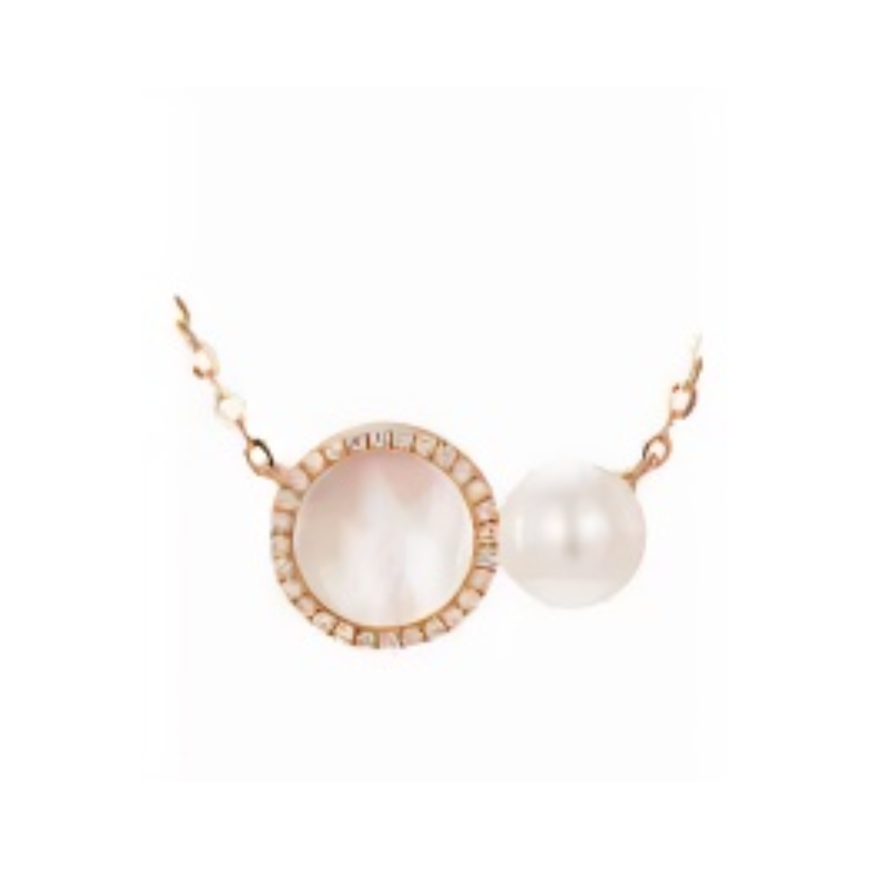 PEARL & DIAMOND JEWELLERY WHITE MOTHER OF PEARL STONE NECKLACE