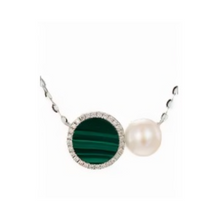 Load image into Gallery viewer, PEARL &amp; DIAMOND JEWELLERY MALACHITE STONE NECKLACE
