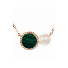 Load image into Gallery viewer, PEARL &amp; DIAMOND JEWELLERY MALACHITE STONE NECKLACE
