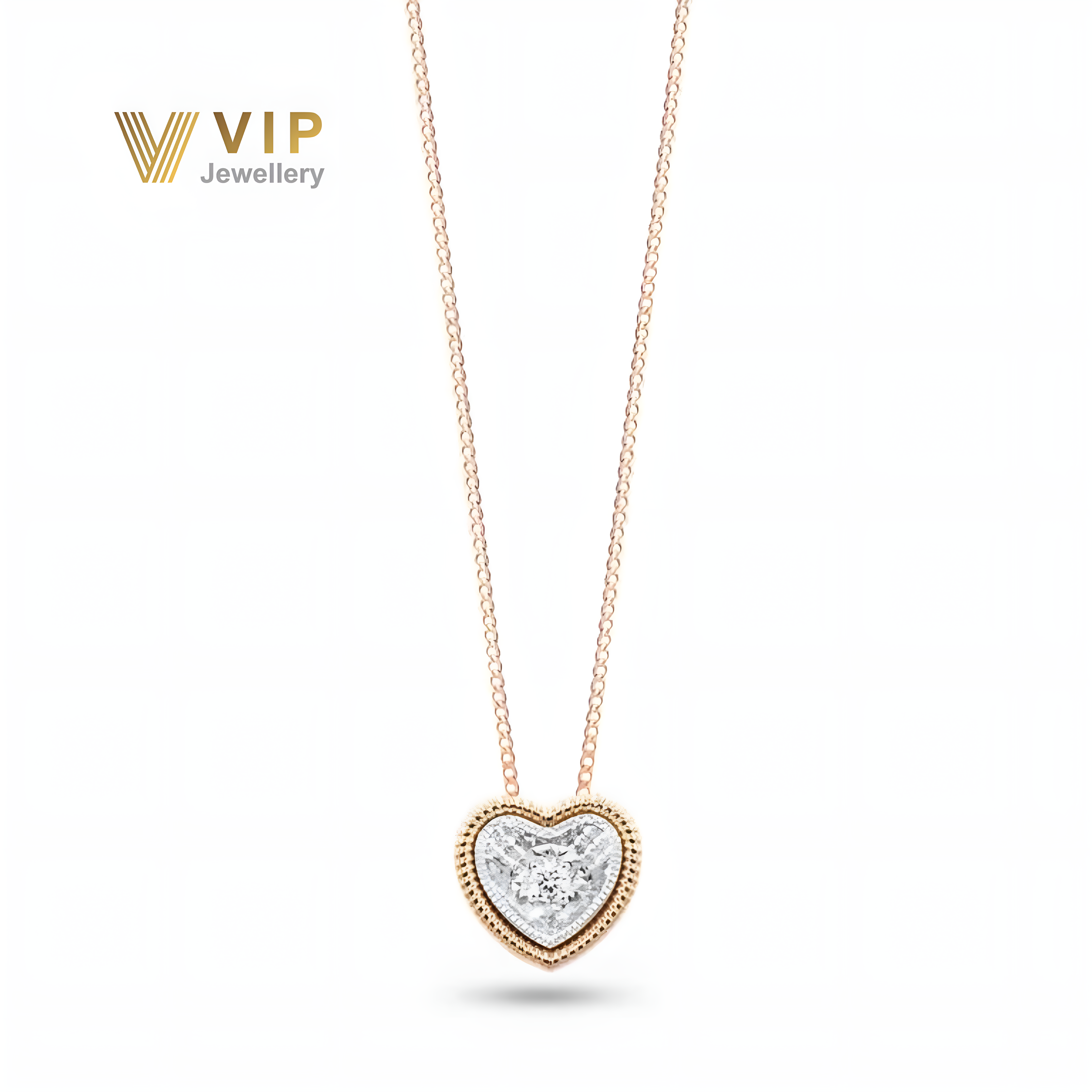 Sunshine Heart Necklace in 18K Gold with Diamonds