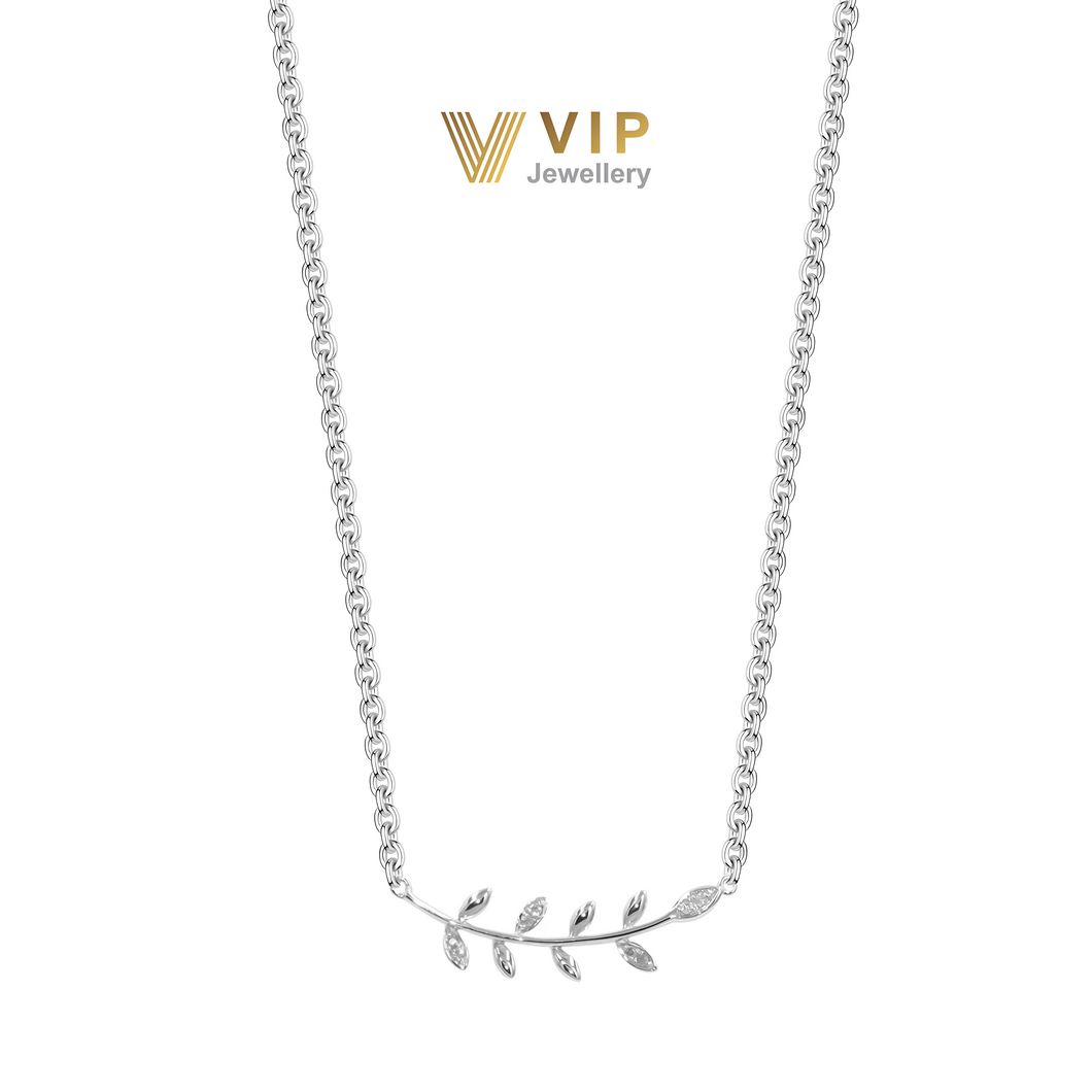 Pristine Vine Pendant in 18K White Gold with Diamonds