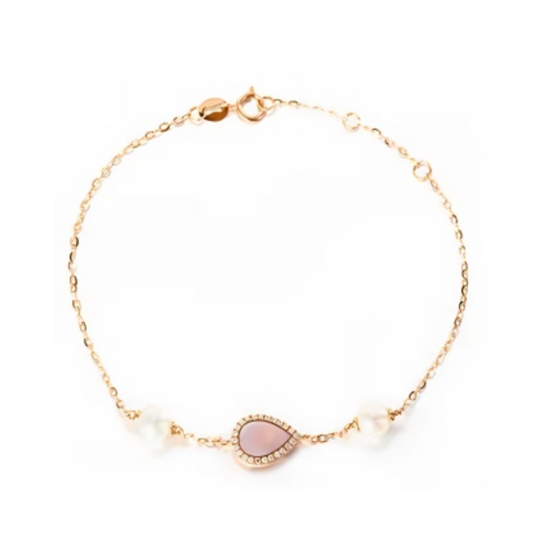 PEARL & DIAMOND JEWELLERY PINK MOTHER OF PEARL STONE BRACELET