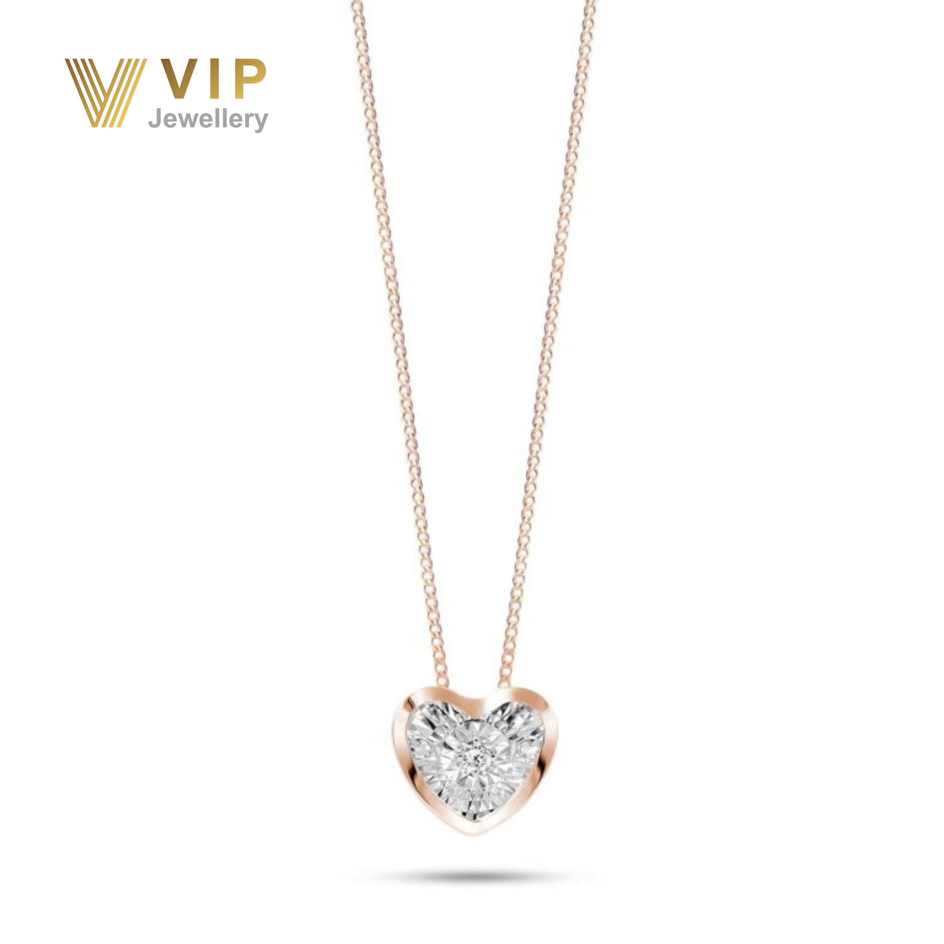 Sunshine Heart Necklace in 18K Gold with Diamonds