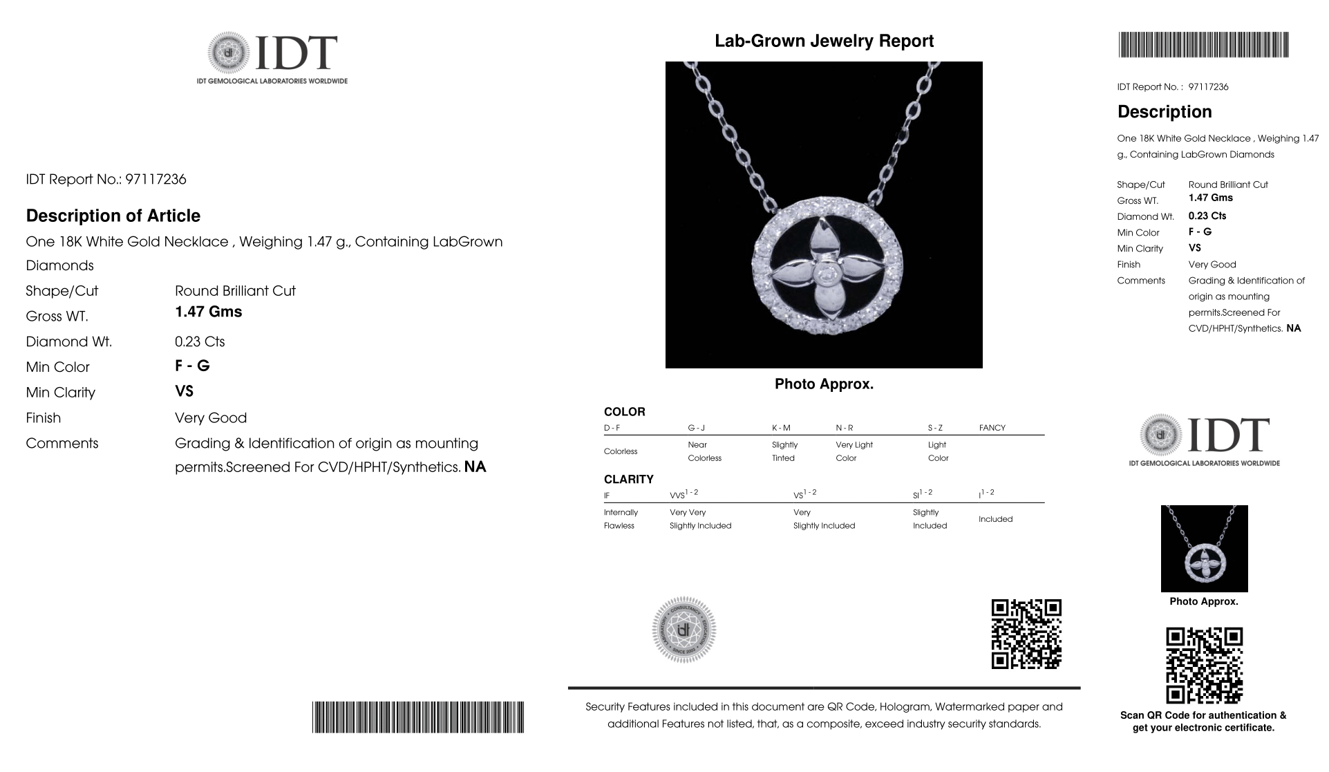 ONE 18K GOLD AND LABGROWN DIAMONDS NECKLACE