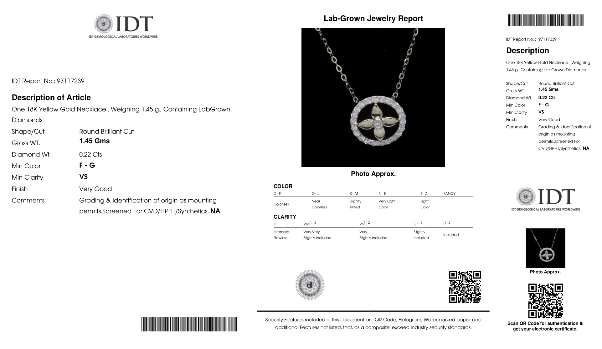 ONE 18K GOLD AND LABGROWN DIAMONDS NECKLACE