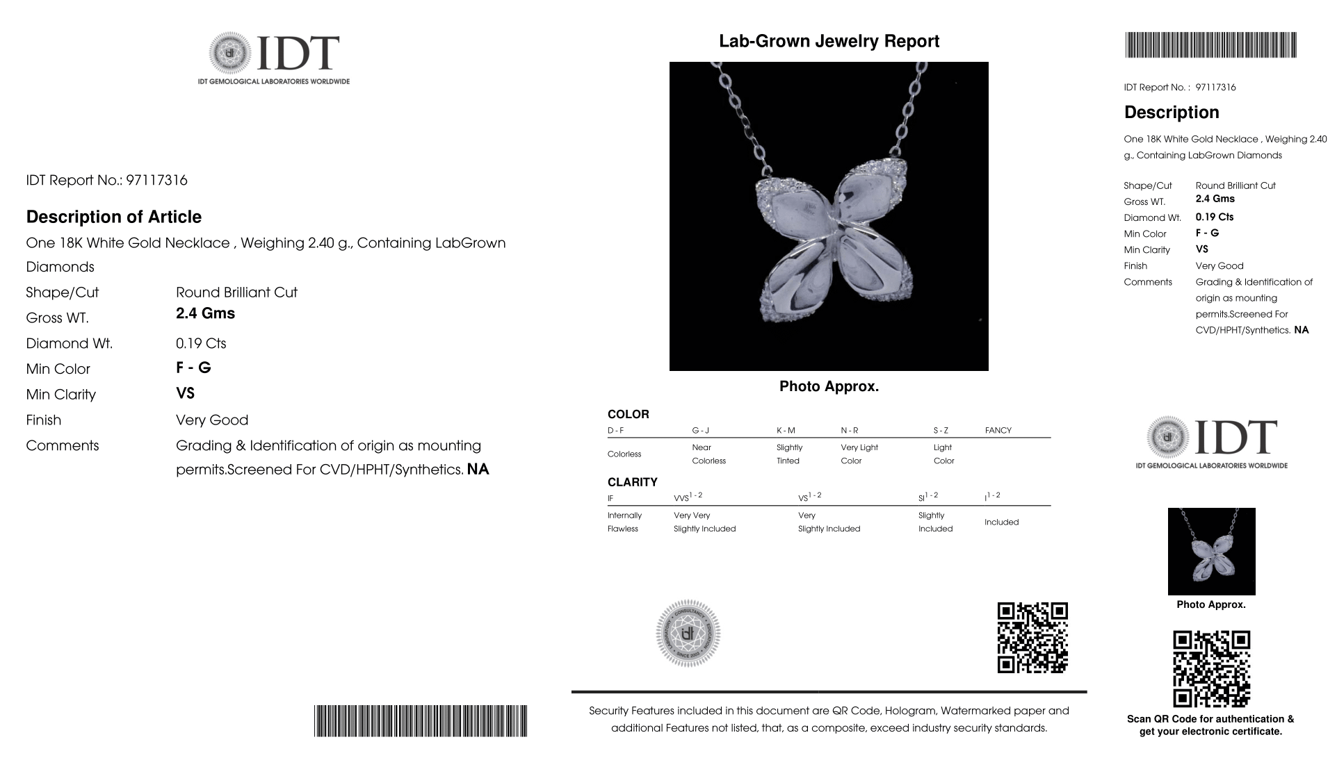 قلادة واحدة من الذهب عيار 18 قيراطًا والألماس المزروع في المختبر