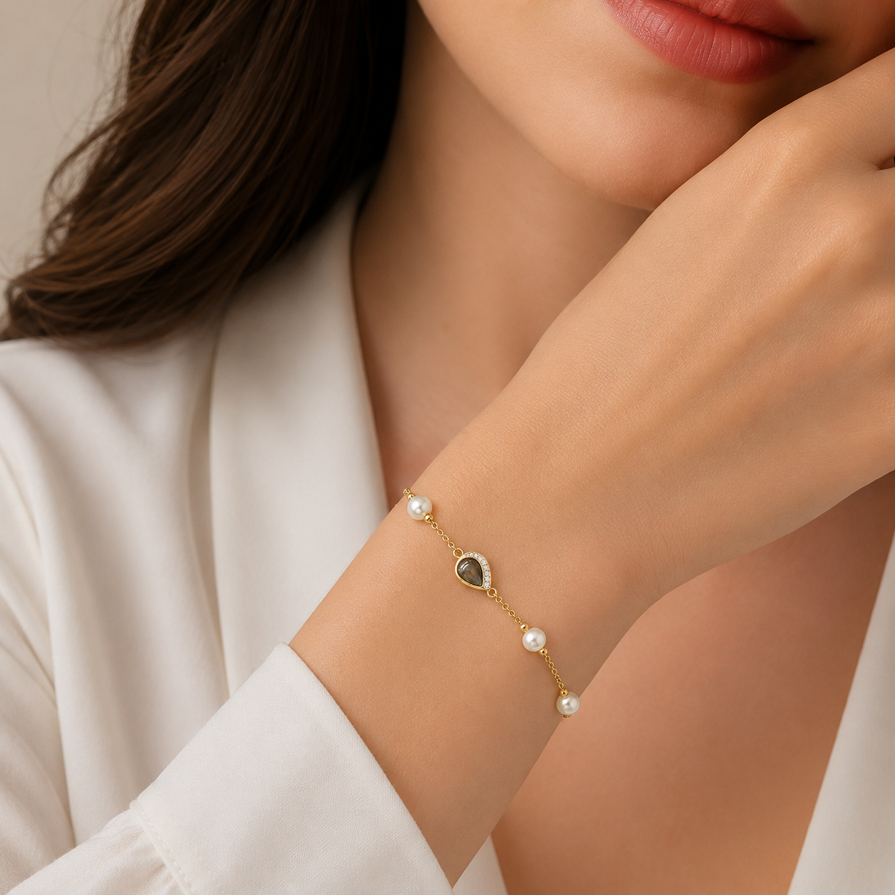 Diamond Pearl Jewellery Bracelet
